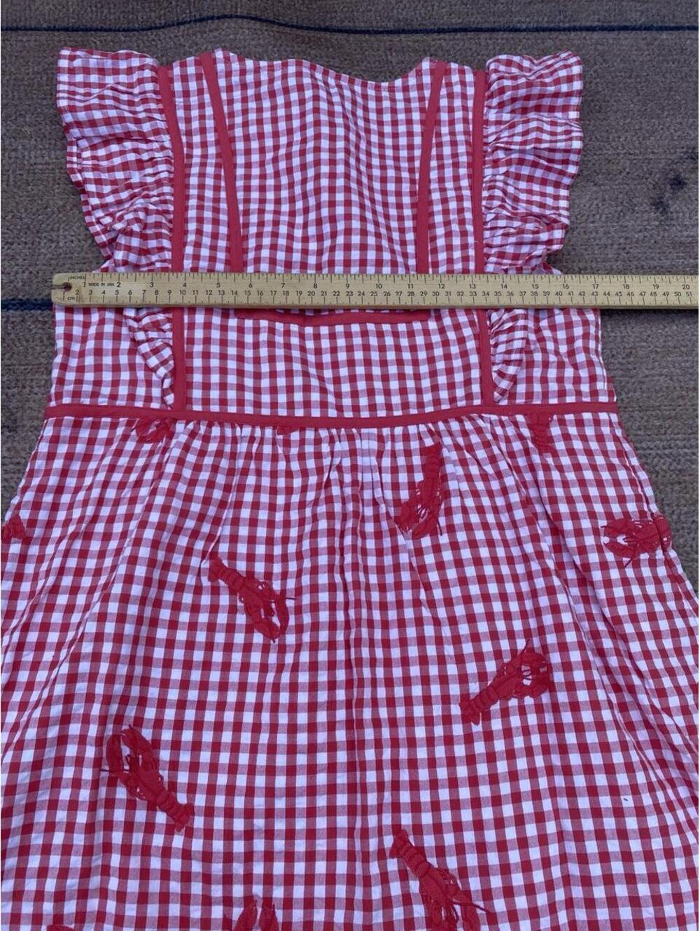 Vineyard Vines Ainsley Lobster coastal cottagecore checked ruffle dress small - Picture 7 of 8